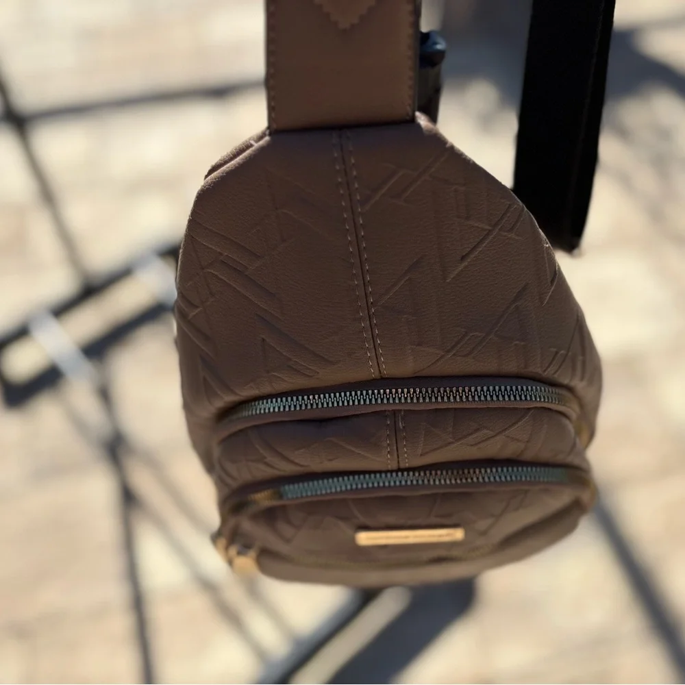 Adrienne Vittadini Brown Quilted Sling Crossbody Bag | Like New Condition